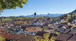 Zugspitze Massif Prints: View of Nesselwang with St. Andreas