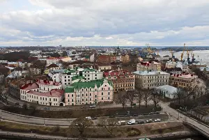 European Historic District Prints: Top view on the Old Town Vyborg
