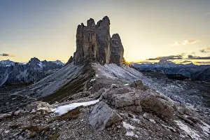 Mountain Range Europe Prints: View from the Patternsattel to the Three Peaks