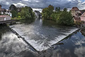 Bavaria River View Prints: View of the Pegnitz with the river weir
