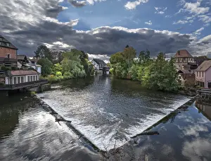 Lauf An Der Pegnitz Germany Prints: View of the Pegnitz with the river weir