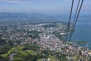Deserted European Landscape Prints: View from the Pfaender cable car over Bregenz