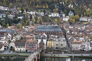 Stone Bridge Europe Prints: View from Philsophenweg to Neckar