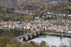 Historic Centre Europe Prints: View from Philsophenweg to Neckar