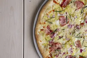 Close Up Pizza Prints: Top view of part of pizza with bacon chips