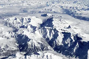 High Mountain Range View Prints: View from a plane, Alps