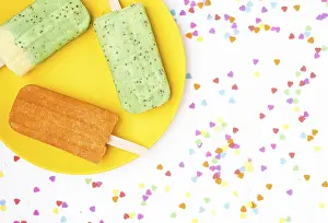 Unhealthy Sweet Treats Prints: Top view popsicles plate