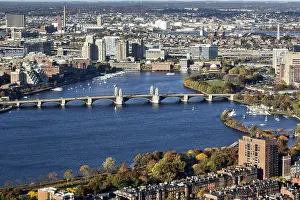 Boston Autumn View Prints: View from Prudential Tower to Charles River