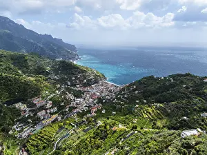 UNESCO World Heritage Site Aerials Prints: View from Ravello from a drone