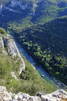 Ardeche Gorge Prints: View of the river bends, Ardeche