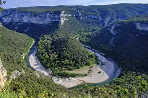 Open Air Countryside View Prints: View of the river bends, Ardeche