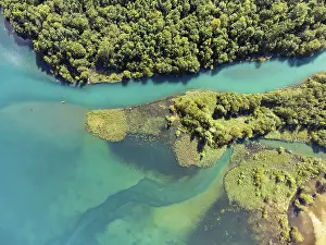 Central Europe Countryside Views Prints: Top view of the river Klon