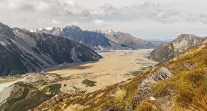 Aoraki Mount Cook National Park Prints: View in the riverbed of the Hooker River