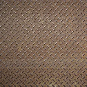 Deserted Industrial Scene Prints: Front view of a rusty panel with non-slip surface