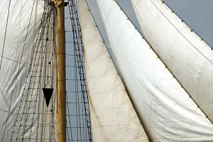 Northern Germany Boat Trip Prints: Detail view of the sails and rigging of a tall ship