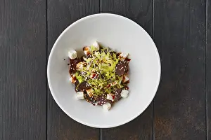 Beetroot Salad Prints: Top view of salad with boiled beetroot