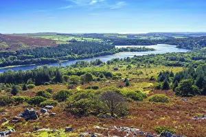 Uninhabited English Countryside Prints: View from Sharpitor to Burrator Reservoir