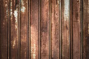 Deserted Window View Prints: Front view of a shutter rusted