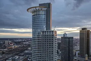 German Cityscape At Night Prints: View of the skyline from a tower block in the evening