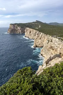 Italian Coastline Views Prints: View of steep cliffs by the sea