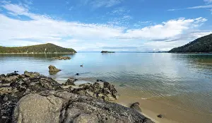 Abel Tasman National Park Prints: View from Stillwell Bay beach to Adele Island