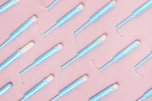 Menstruation Healthcare Prints: Top view tampon pattern