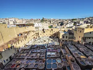 Historic Old Town District Prints: View over tannery, workers dyeing leather