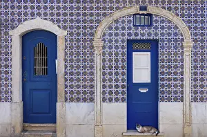Door Prints: Traditional Portuguese Facade Print, Lisbon Portugal
