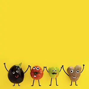 Top View Vegetables Prints: Top view vegetables holding hands