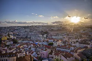 Cityscape At Sunset Prints: View from the viewpoint Miradouro da Graca