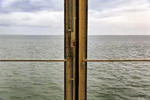 Autumn Mood In Northern Germany Prints: View through window, door on a ferry