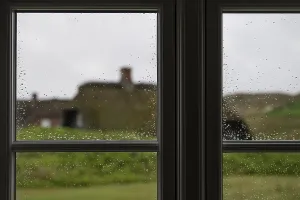 Framed Print : View through Window Panes with Raindrops Print, Houvig, Denmark Framed Print : View through Window Panes with Raindrops Print, Houvig, Denmark