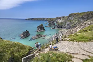 North Cornwall England Prints: Viewing platform at the Bedruthan Steps cliff formation