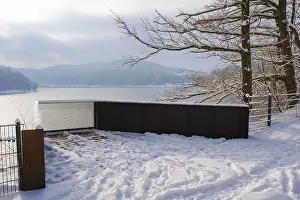 North Rhine Westphalia Winter Scene Prints: Viewing platform at the Hennesee