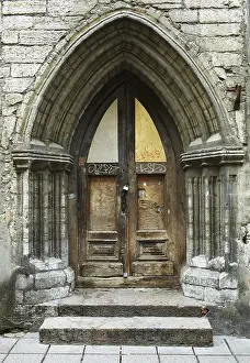 Prints of Vintage style arch and door with stained-glass window in Tallinn, Estonia Estonia Prints: Vintage Arch and Door with Stained-Glass Window Print, Tallinn Estonia