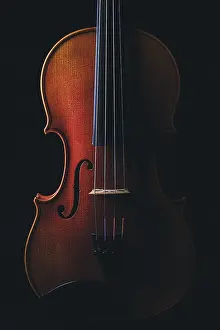 Music Instrument Cutout Prints: Violin, black background