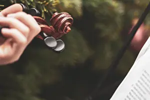 Stringed Instrument Player Prints: Part of a violin being played