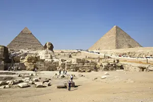 Mythical Creature Sculpture Prints: Visitors at the Sphinx and the Pyramids