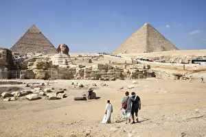 Female Figure Sculpture Prints: Visitors at the Sphinx and the Pyramids
