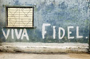 Fidel Castro Prints: 'Viva Fidel' Lettering Print, Havana, Cuba