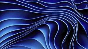 Abstract Blue Waves Prints: Vivid abstract blue waves create a dynamic flowing pattern