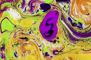 Colorful Abstract Art Prints: A vivid abstract pattern created by marbling techniques