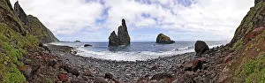 Volcanic Rock Formations Prints: Volcanic rock formations at the cliffs of