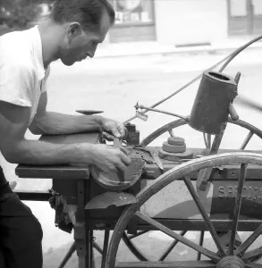 Craftsman At Work Prints: Scissors grinder at work, approx