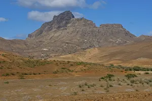Deserted Africa Landscape Prints: Vulcanic cone in bare landscape