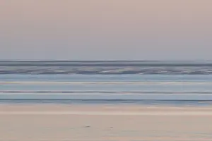 Lower Saxony Travel Images Prints: Wadden Sea in the evening light with wiping effect