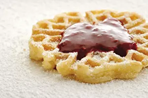 High Calorie Desserts Prints: Waffle with raspberry
