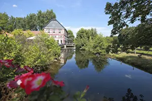 Historic District In Germany Prints: Walkemuhle with reflection in the Eder