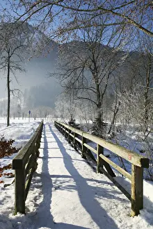 Wintery Nature Scenes Prints: Walking bridge with snow