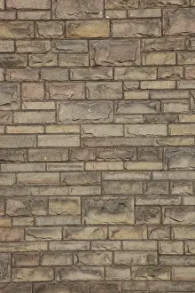 Deserted Stone Structure Prints: Wall of bricks, sandstone-coloured, format-filled